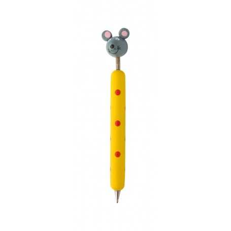 Penna a sfera in legno, mouse Giallo
