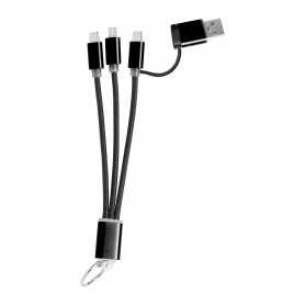 Portachiavi con cavo di ricarica USB Nero