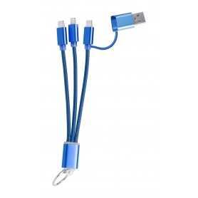Portachiavi con cavo di ricarica USB Blu