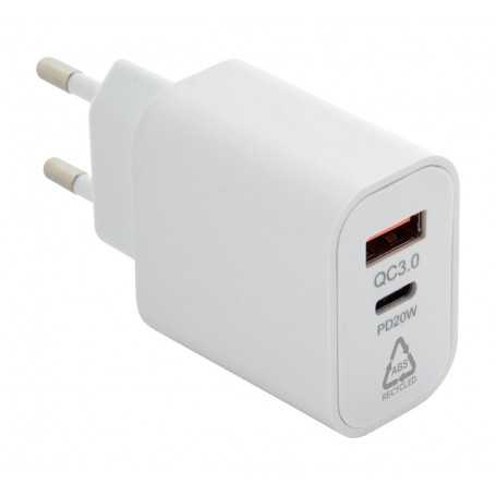 Caricabatterie USB da parete in ABS riciclato (RABS) Bianco