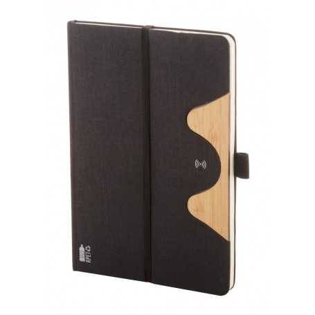 Quaderno in RPET con caricatore wireless Nero