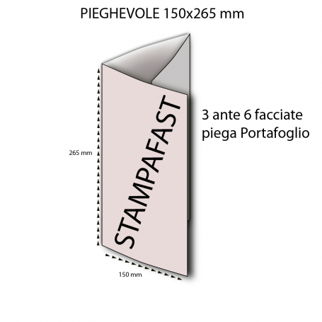 Pieghevole 150x265 mm 3 ante 6 facciate piega portafoglio