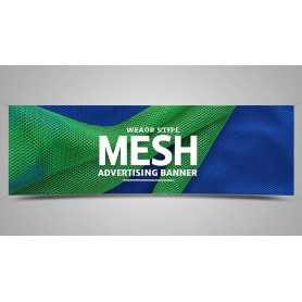 Striscione in rete mesh personalizzato per esterni, antivento e resistente.