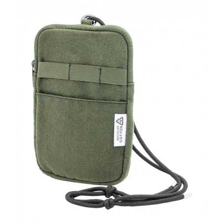 Borsa portacellulare a tracolla in canvas riciclato Verde