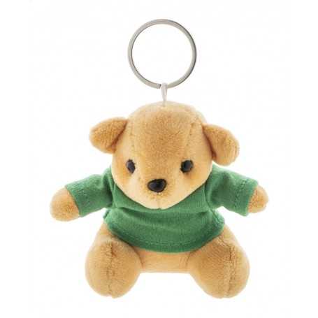 Portachiavi con orsetto in peluche Verde