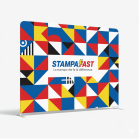 Parete pubblicitaria Vario Presto con grafica personalizzata Stampafast