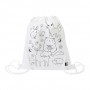 Borsa con cordoncino da colorare RPET, animali Bianco