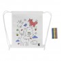 Borsa con cordoncino da colorare RPET, animali Bianco