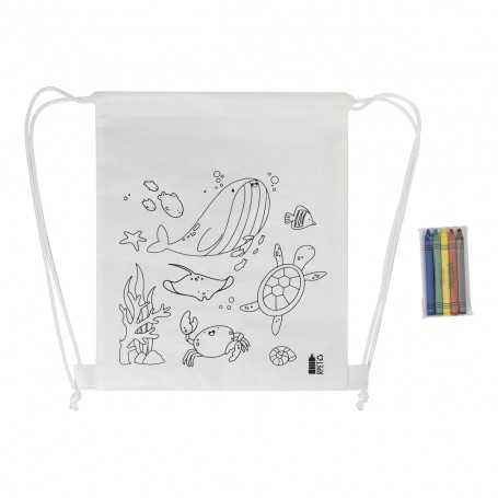 Borsa a coulisse da colorare RPET, mare Bianco