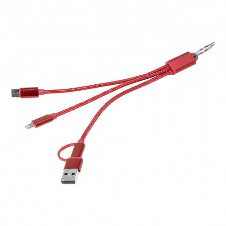 Portachiavi con cavo di ricarica USB Rosso