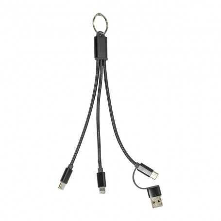Portachiavi con cavo di ricarica USB Nero