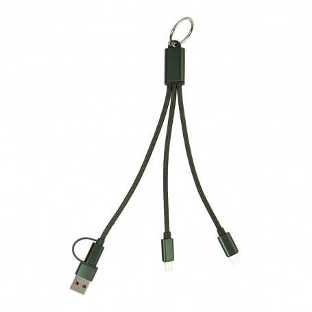 Portachiavi con cavo di ricarica USB Verde scuro