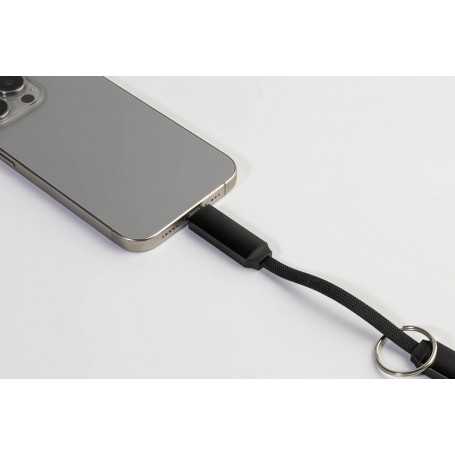 Portachiavi con cavo ricarica 60W USB-C Nero