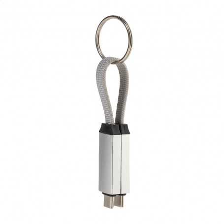 Portachiavi con cavo ricarica 60W USB-C Argento